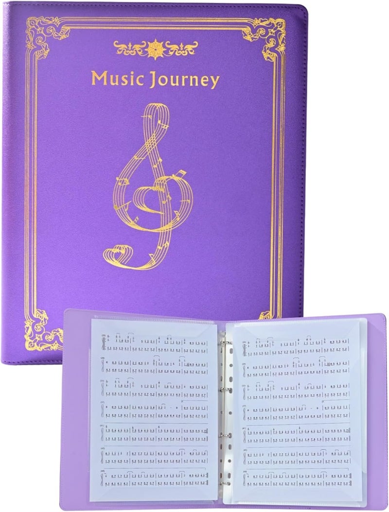 XMLINPER Sheet Music Folder, Choir Holder, Sheet Music Organizer, Sheet Music Binder, for Choir Singer, Stage Performance Letter Size Music Binder 40 Pages Capacity Writable Choir Folder (Purple) - Image 1